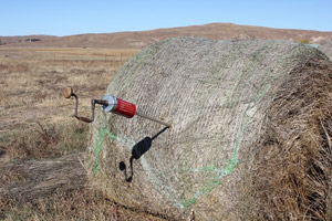 photo of hay bale with probe