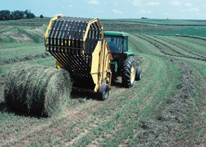 photo of baling alfalfa