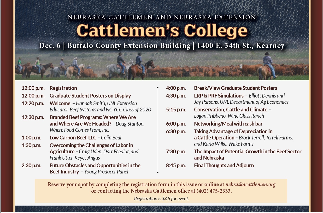 Cattlemen's College schedule