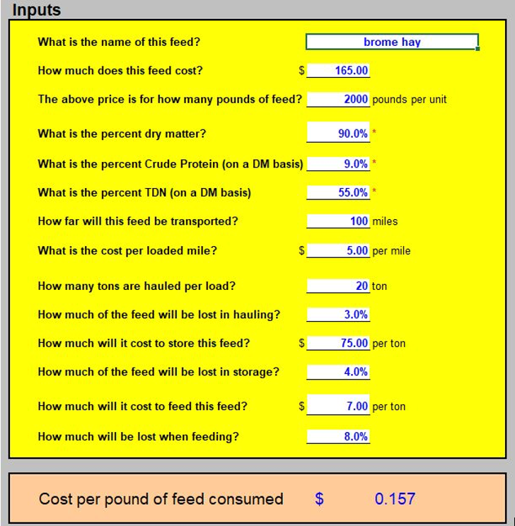 Feed Cost Cow-Q-Lator