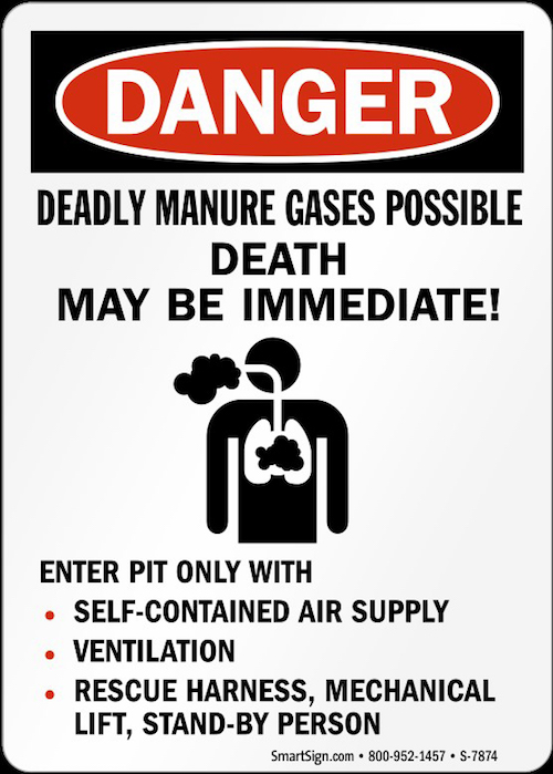 photo of 'Danger: Manure gases sign'