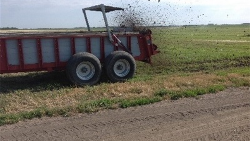 Manure spreader on field (Photo credit: Leslie Johnson)