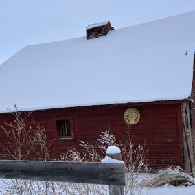 Red barn in the snow