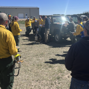 wildland firefighters talking 