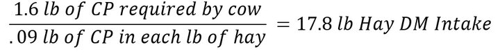 Calculation for 9% CP hay