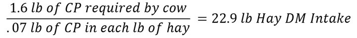 Calculation for 7% CP hay