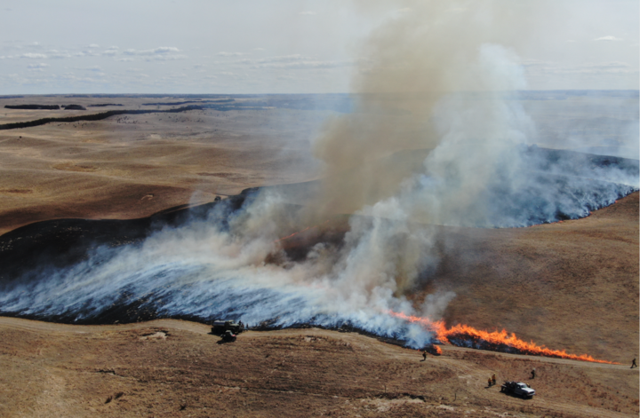 a pasture burning