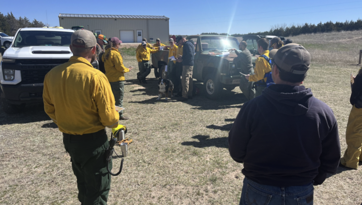 wildland firefighters talking 