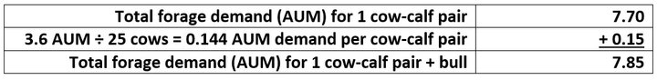 Total forage demand with bull