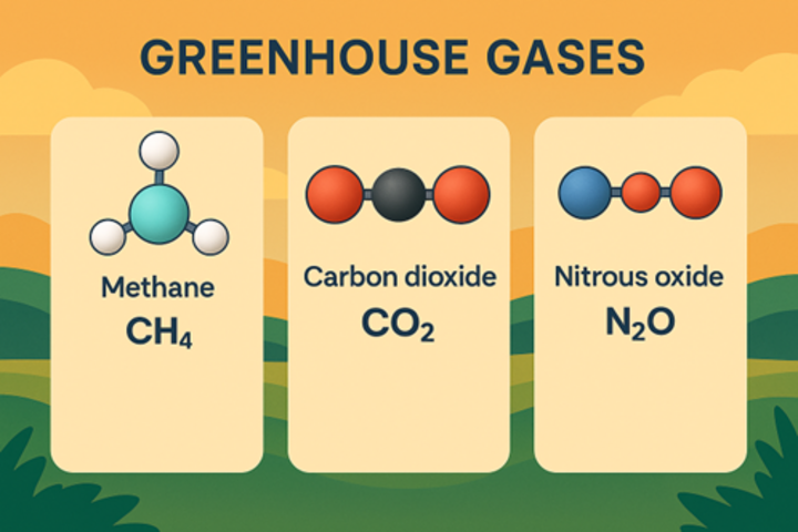 Methane, carbon dioxide, and nitrous oxide are greenhouse gases.